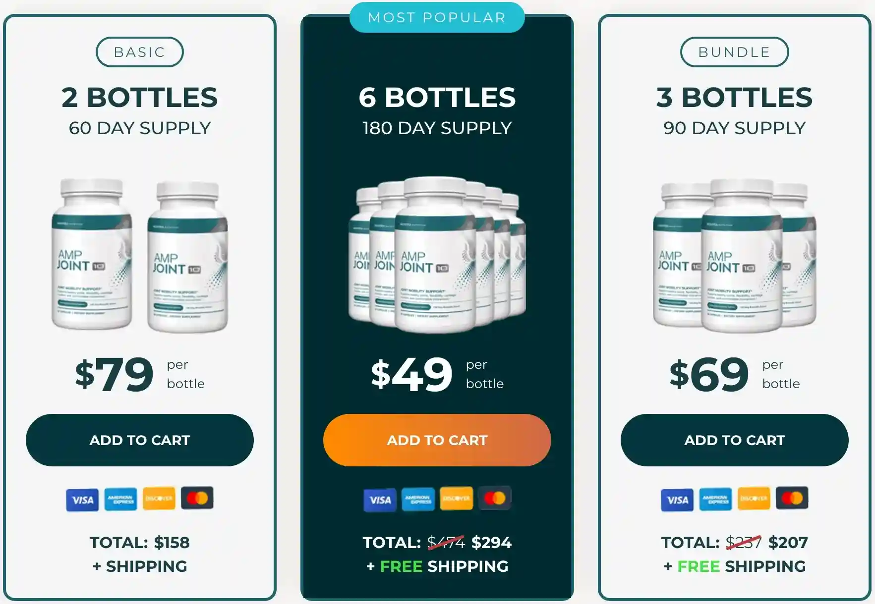 AMP Joint10 Pricing Packages 2 Bottle 3 Bottle 6 Bottle